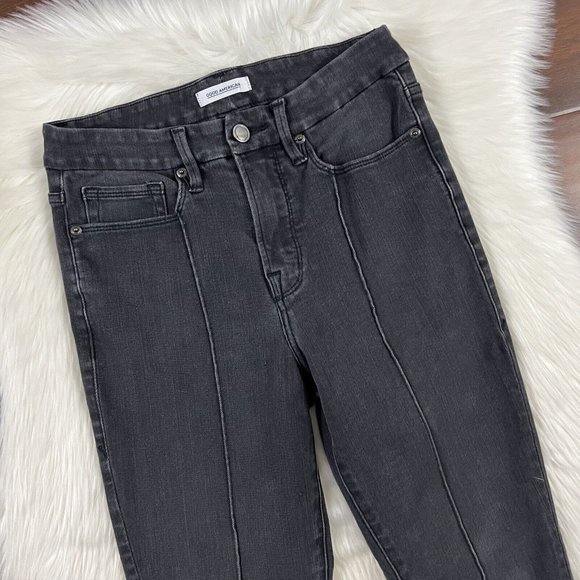 Good American Women's Size 4 / 27 Washed Black Seamed Good Legs Denim Jeans - Picture 2 of 8